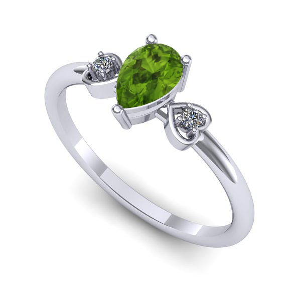 Inel din aur alb cu peridot