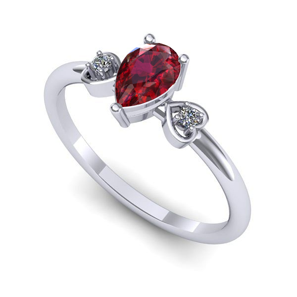Inel de logodna din aur alb cu rubin