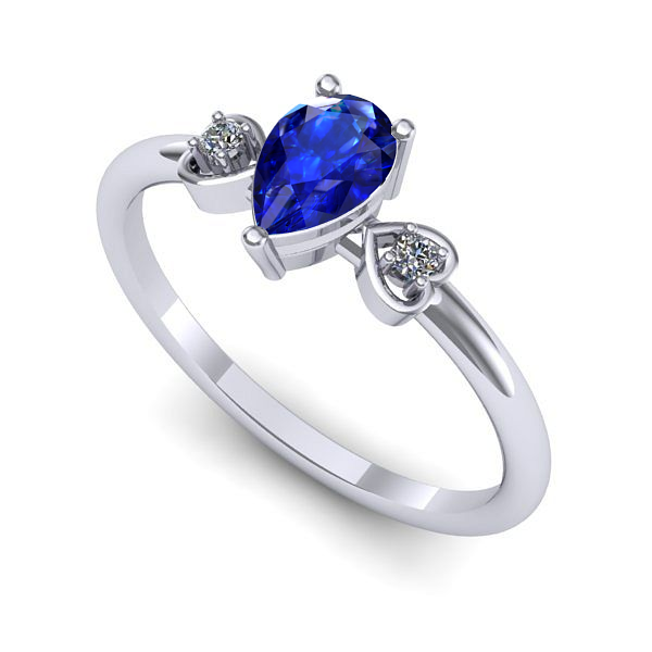 Inel din aur alb cu safir