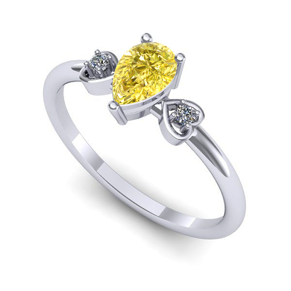 Inel de logodna din aur alb cu safir galben