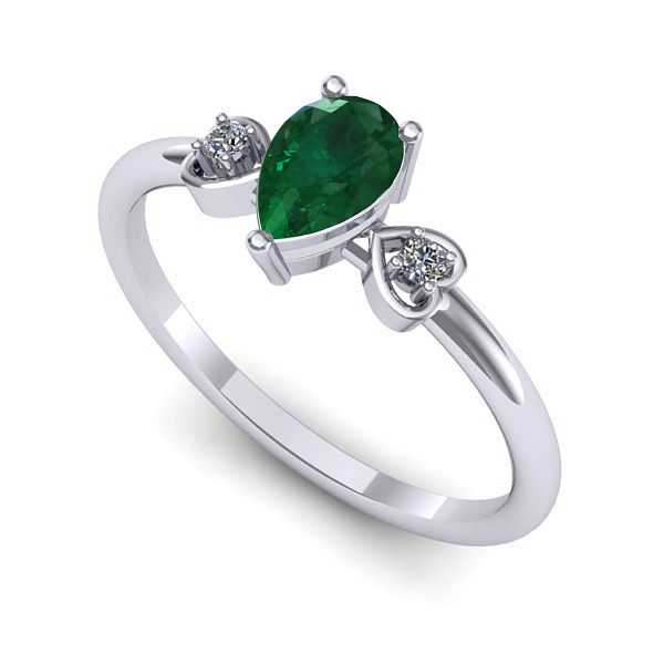 Inel de logodna din aur alb cu smarald