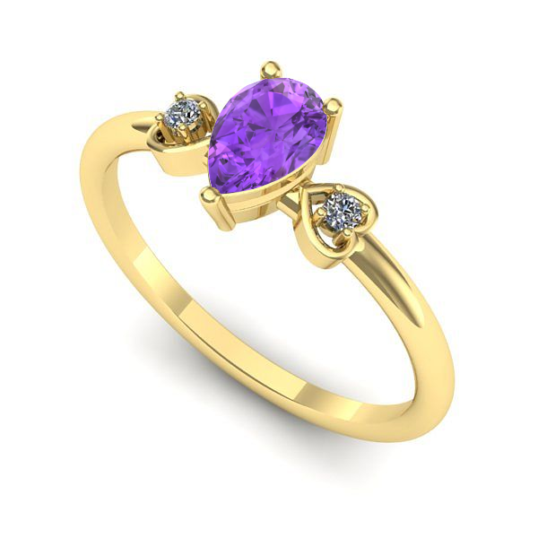 Inel din aur galben cu ametist