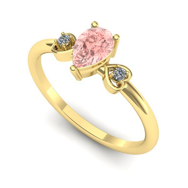 Inel din aur galben cu diamant de laborator roz