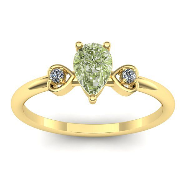 Inel de logodna cu diamant de laborator verde lacrima