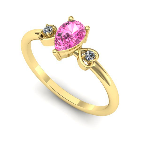 Inel din aur galben cu safir roz