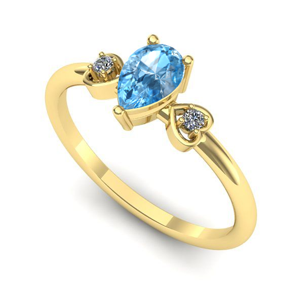 Inel din aur galben cu topaz blue