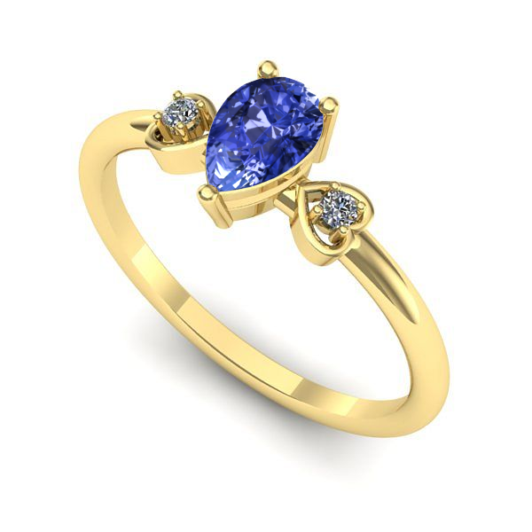 Inel logodna din aur galben cu tanzanit