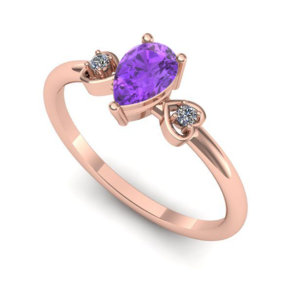 Inel din aur roz cu ametist