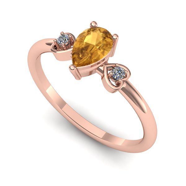 Inel logodna din aur roz cu citrin