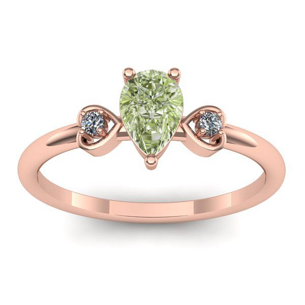 Inel cu diamant de laborator verde lacrima