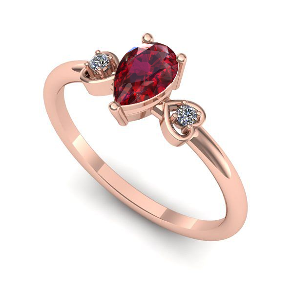 Inel din aur roz cu rubin