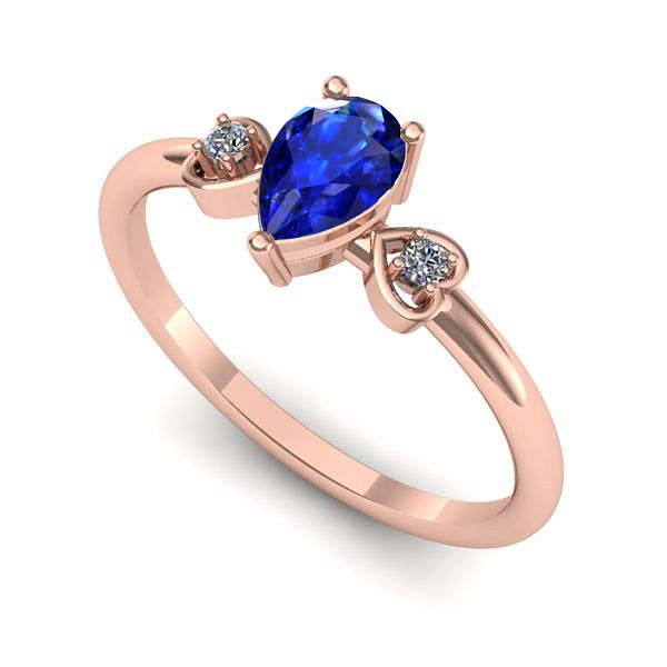 Inel logodna din aur roz cu safir