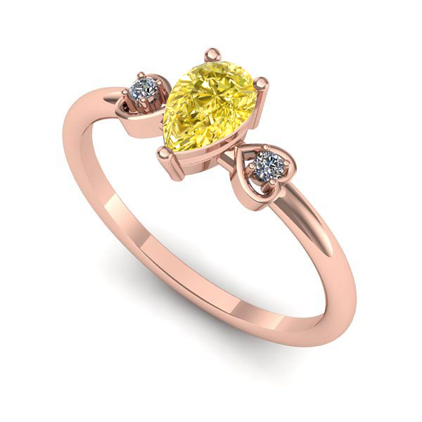 Inel de logodna din aur roz cu safir galben