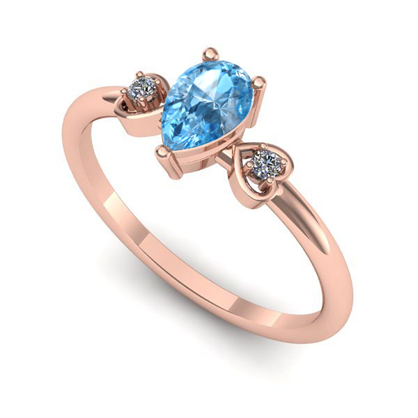 Inel din aur roz cu topaz blue