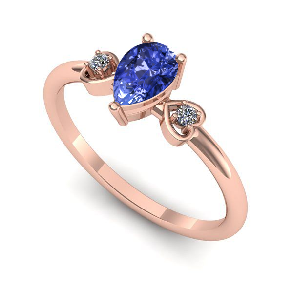 Inel de logodna din aur roz cu tanzanit