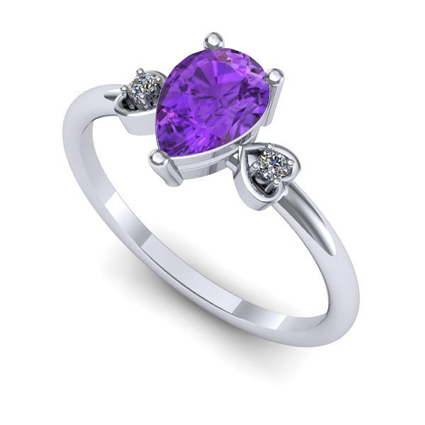 Inel logodna din aur alb cu ametist