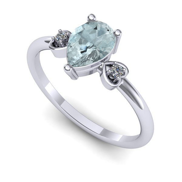 Inel de logodna din aur alb cu aquamarin
