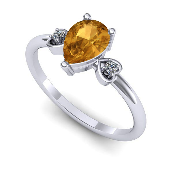 Inel din aur alb cu citrin