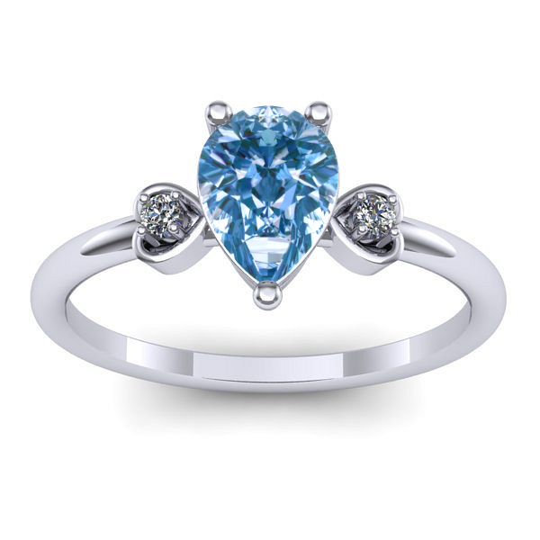Inel de logodna cu diamant de laborator albastru lacrima