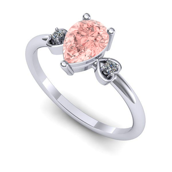 Inel logodna din aur alb cu diamant de laborator roz