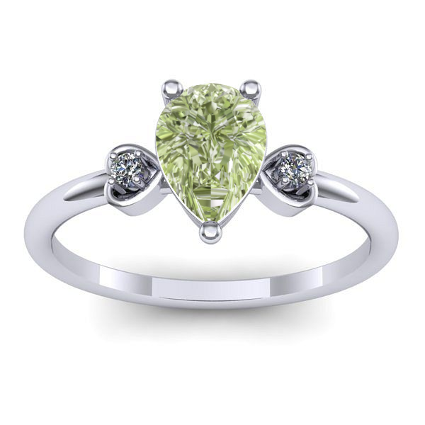 Inel cu diamant de laborator verde lacrima