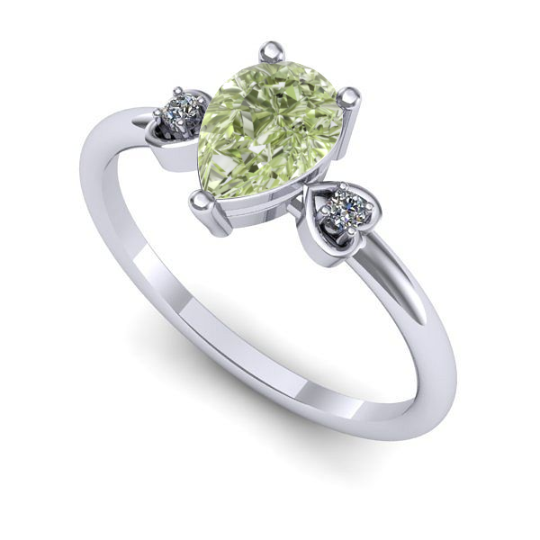 Inel de logodna din aur alb cu diamant de laborator verde