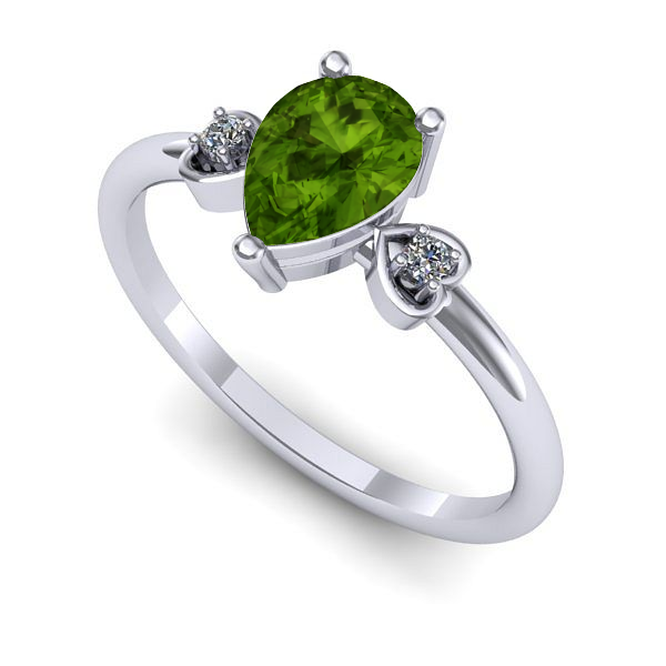 Inel de logodna din aur alb cu peridot