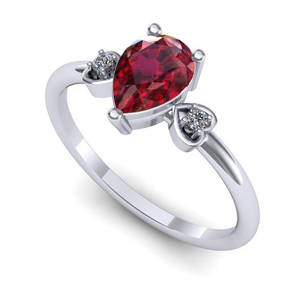 Inel logodna din aur alb cu rubin