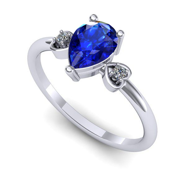 Inel logodna din aur alb cu safir