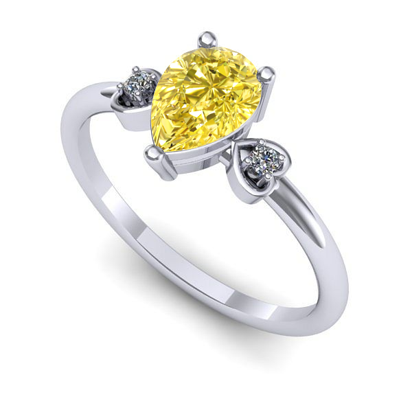 Inel de logodna din aur alb cu safir galben