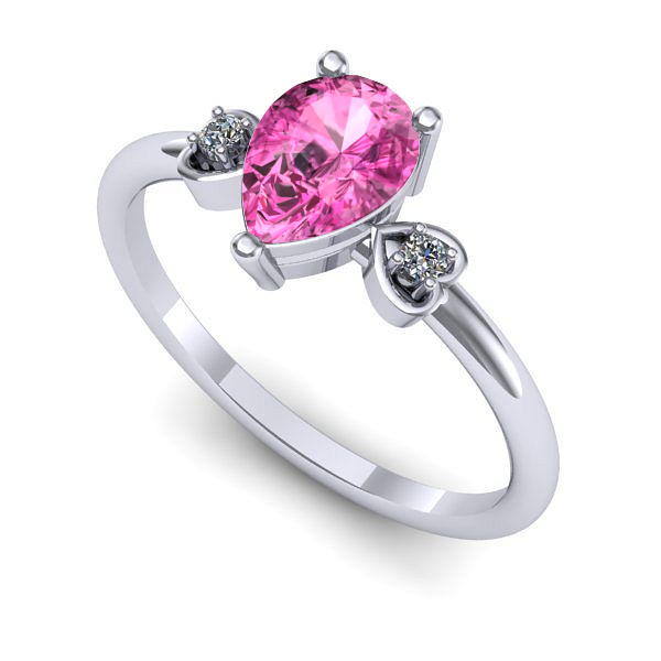 Inel din aur alb cu safir roz