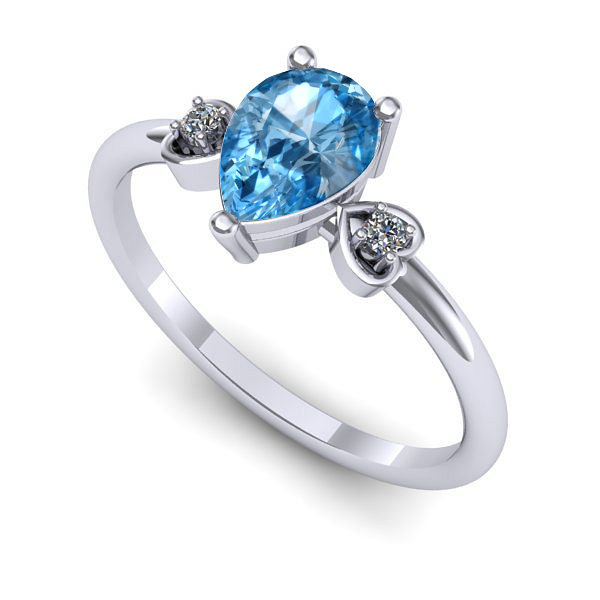 Inel logodna din aur alb cu topaz blue