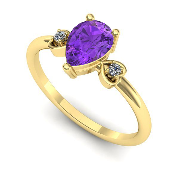 Inel de logodna din aur galben cu ametist