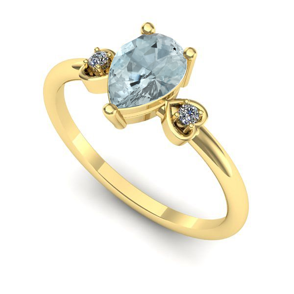 Inel logodna din aur galben cu aquamarin