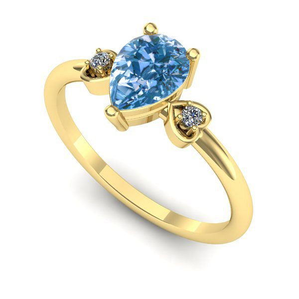 Inel de logodna din aur galben cu diamant de laborator albastru