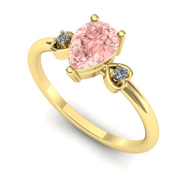 Inel din aur galben cu diamant de laborator roz