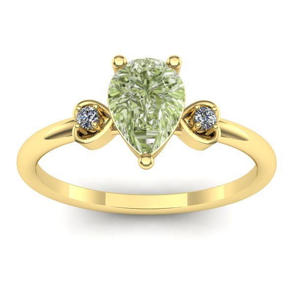 Inel cu diamant de laborator verde lacrima