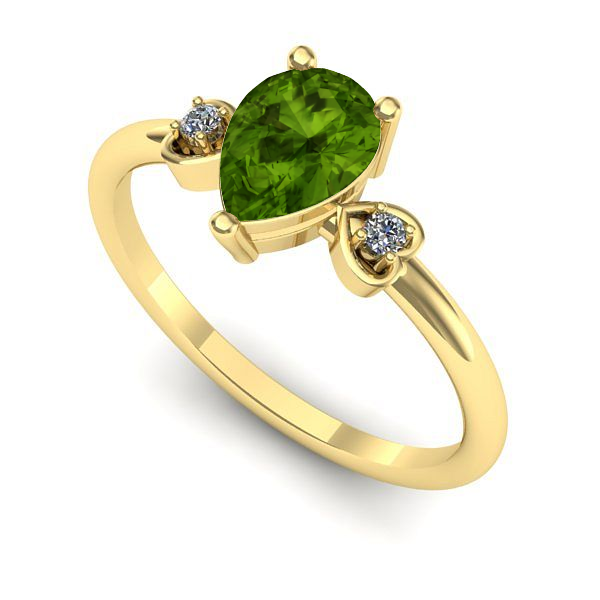Inel logodna din aur galben cu peridot