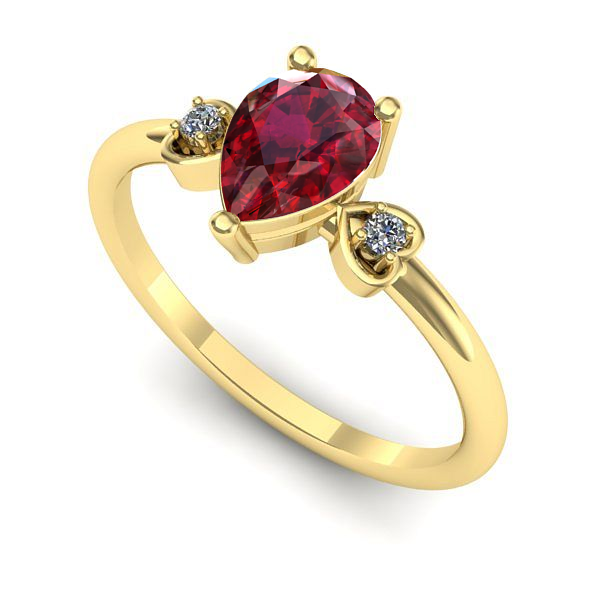 Inel logodna din aur galben cu rubin
