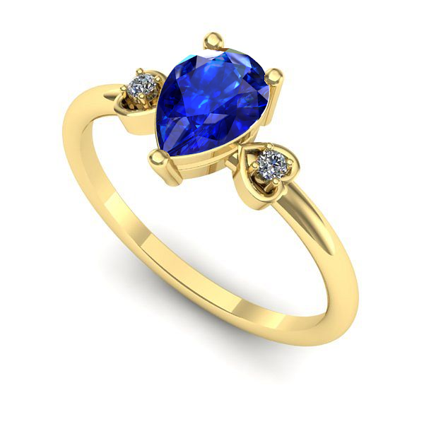 Inel logodna din aur galben cu safir