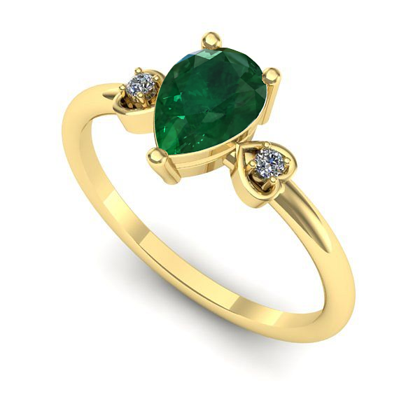 Inel de logodna din aur galben cu smarald