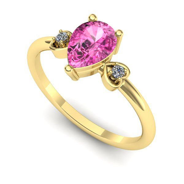 Inel din aur galben cu safir roz