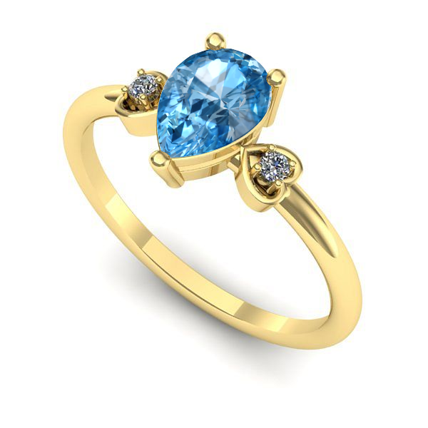 Inel de logodna din aur galben cu topaz blue