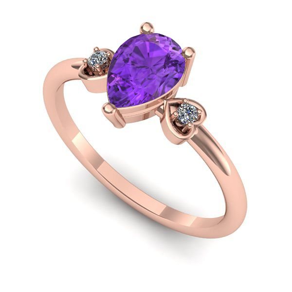Inel logodna din aur roz cu ametist