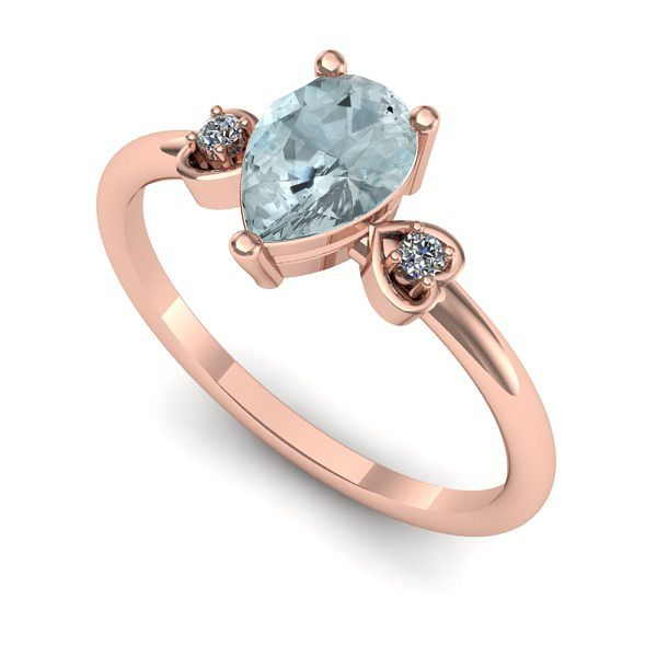 Inel din aur roz cu aquamarin