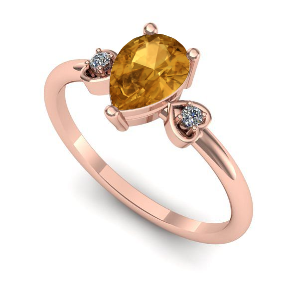 Inel de logodna din aur roz cu citrin