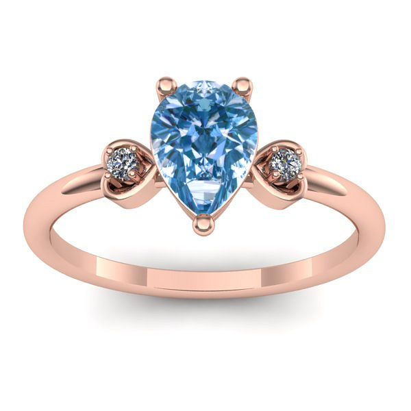 Inel logodna cu diamant de laborator albastru lacrima