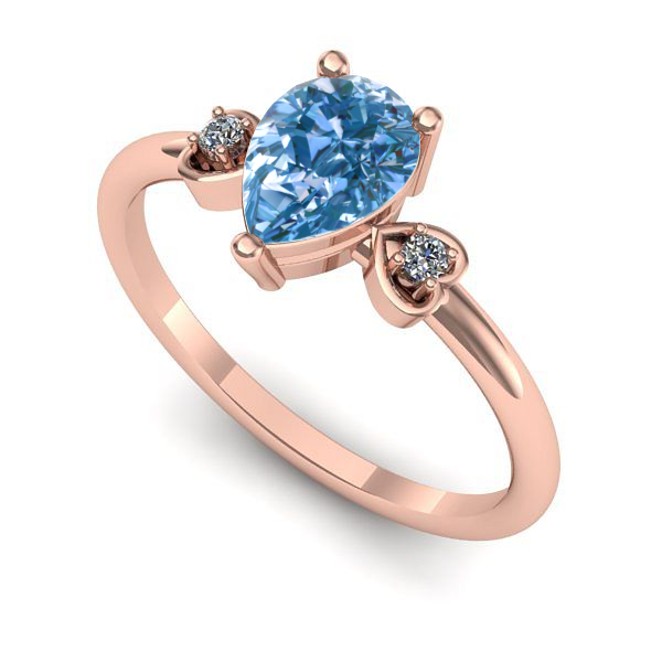 Inel de logodna din aur roz cu diamant de laborator albastru