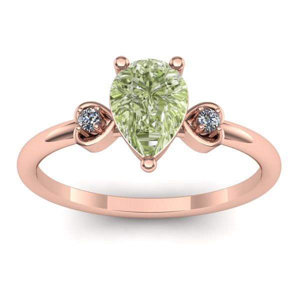 Inel de logodna cu diamant de laborator verde lacrima