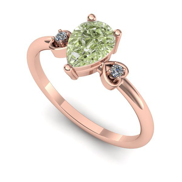 Inel de logodna din aur roz cu diamant de laborator verde